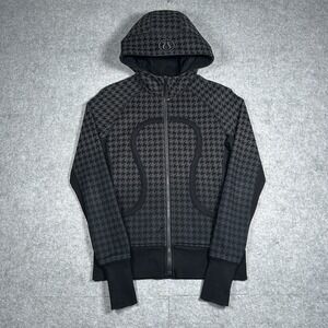Lululemon Scuba Hoodie Women's Size 8 Black Geometric Pattern Full Zip Athletic
